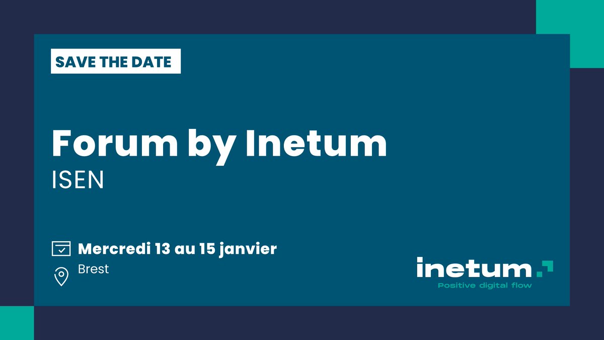 [#Recrutement]
Nous assisterons au forum organisé par l'<a href="/isenbrest/">ISEN-Brest</a> du 13 au 15 janvier pour échanger avec leurs étudiants.
#WeAreInetum