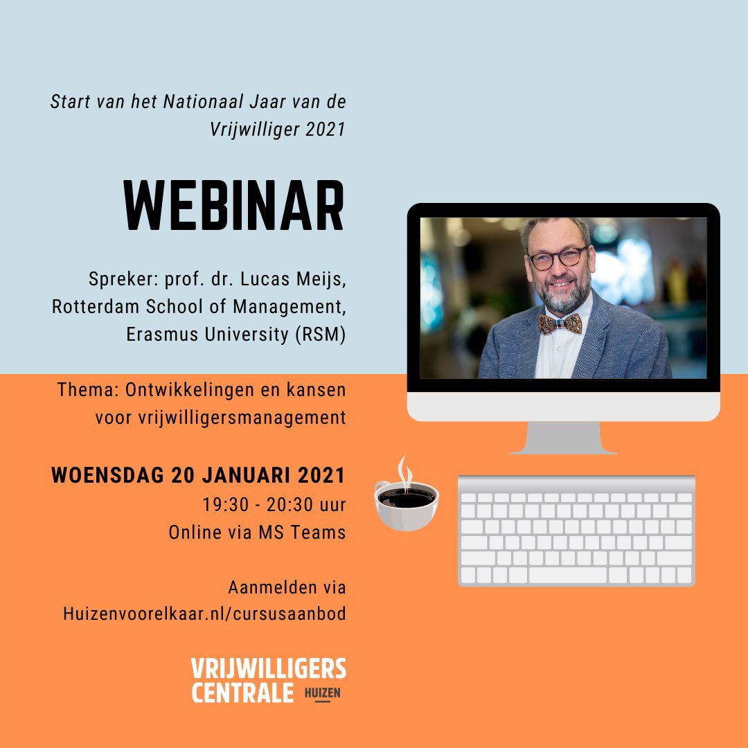 Heb jij je al aangemeld voor het webinar op 20 januari? 

Schuif volgende week aan bij een inspirerende, online bijeenkomst van hoogleraar Lucas Meijs.

Aanmelden kan hier: huizenvoorelkaar.nl/cursusaanbod/2…