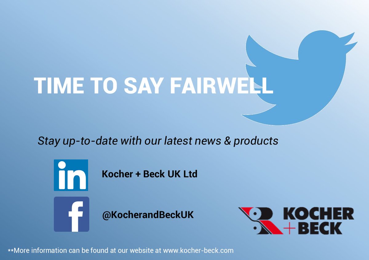 New Year, New start.
We have taken the decision to close our Twitter account. Thank you to everyone who has followed &amp; supported us. 
Keep updated on our news and products: kocher-beck.com/en/ 

Here's to the future #printing #labels #twitterout #followlinkedin #keepintouch