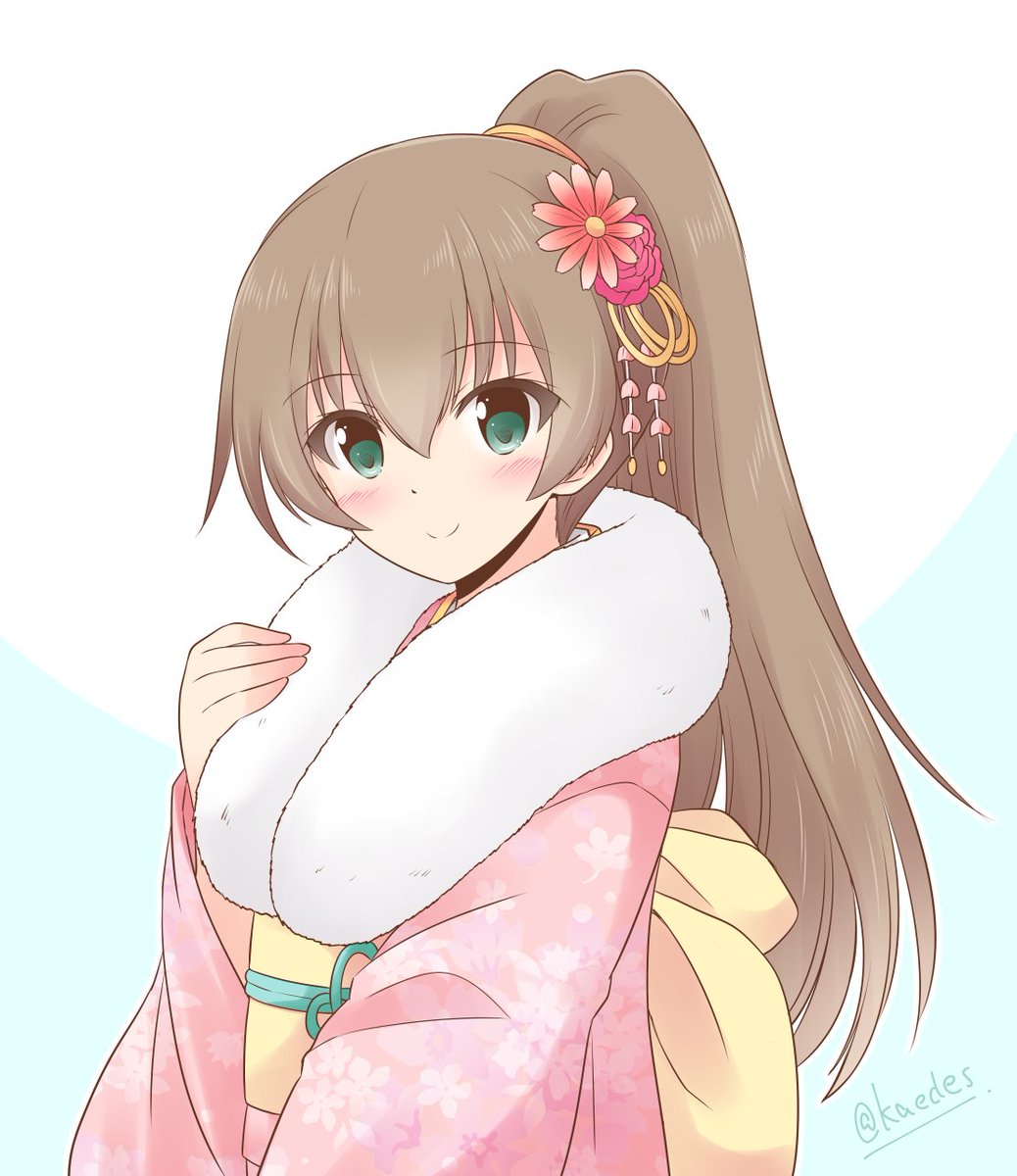 艦これ「「振袖くまのん」
#艦これ版深夜の真剣お絵描き60分一本勝負
#艦これ版真剣お絵」|静奈かえで@C101新刊委託中＆FANBOX始めました！のイラスト