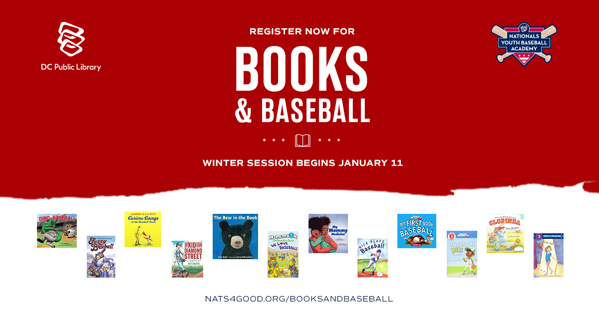 Nats4Good's tweet photo. Register now for Books &amp; Baseball, a free and fun virtual program in partnership with @dcpl.

The weekly sessions begin tonight with the reading of a children’s book by a DC Public Librarian followed by a baseball clinic led by #NatsAcademy coaches.

🔗https://t.co/m7eSyRbxMv https://t.co/2LsYrgDjxr