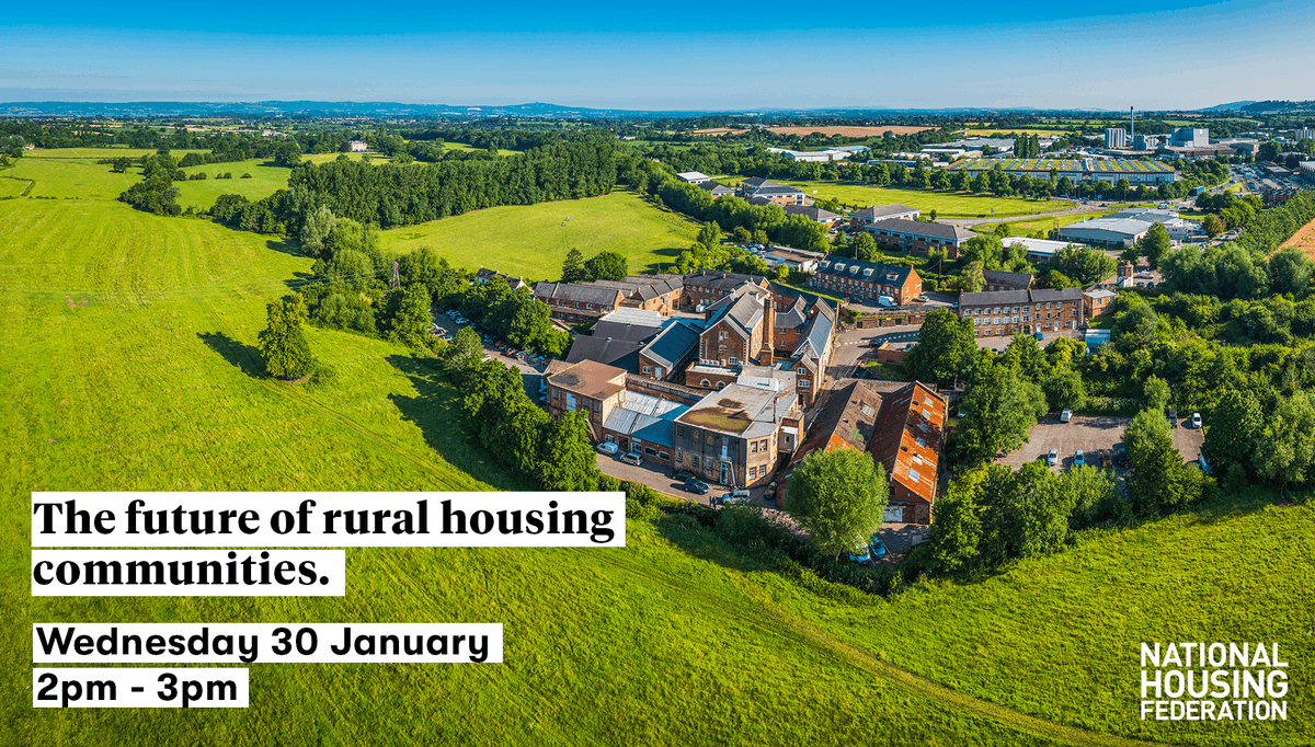 On Wednesday 27 January, <a href="/EnglishRuralCEO/">Martin Collett</a> <a href="/MarkShucksmith/">Mark Shucksmith</a> and Ursula Bennion, <a href="/TaDHousing/">Trent & Dove</a>, will explore how new rural housing policy, demographic changes and the current economic climate will impact the future for rural NHF members.

Register here: ow.ly/fDTy50CynCd