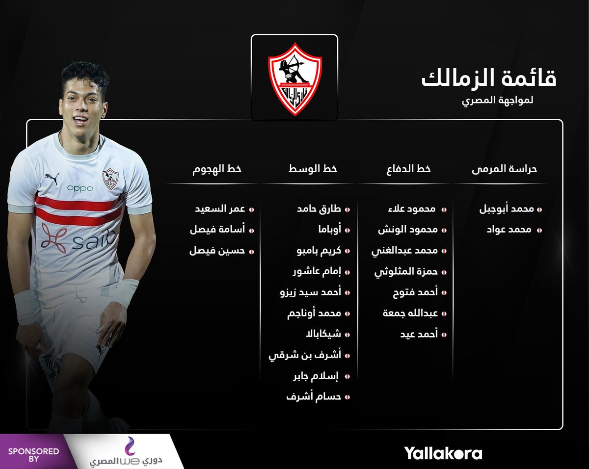 قائمة الزمالك لمباراة المصري.. استمرار غياب ساسي ومصطفى محمد️