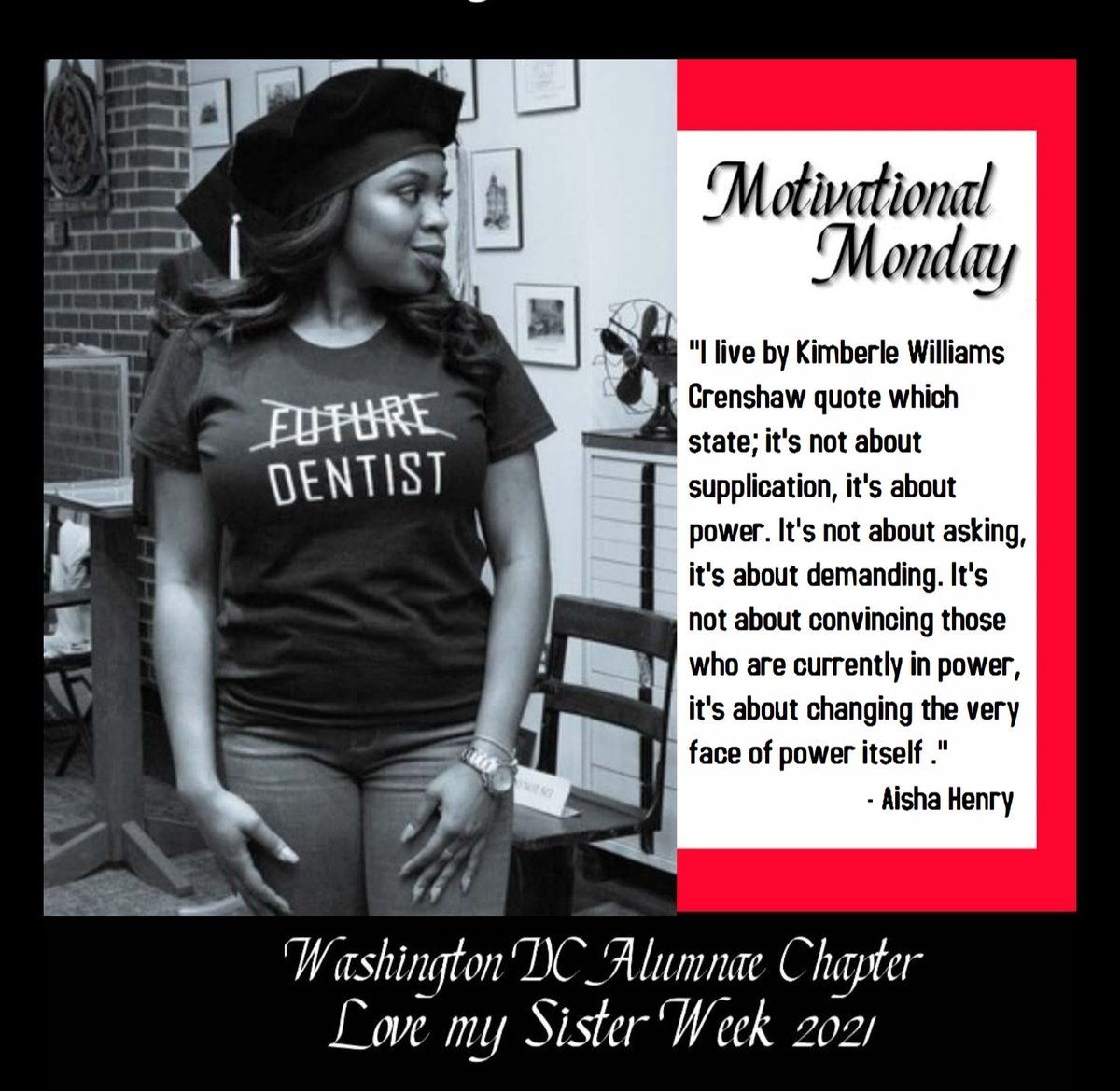 wdcacdst's tweet photo. It is Love my Sister Week's Motivational Monday! What's motivating you on this magnificent Monday? 

 #WDCAC #ERlovemysisterDST #JoyinourSisterhood https://t.co/Iq8L5pn8i1