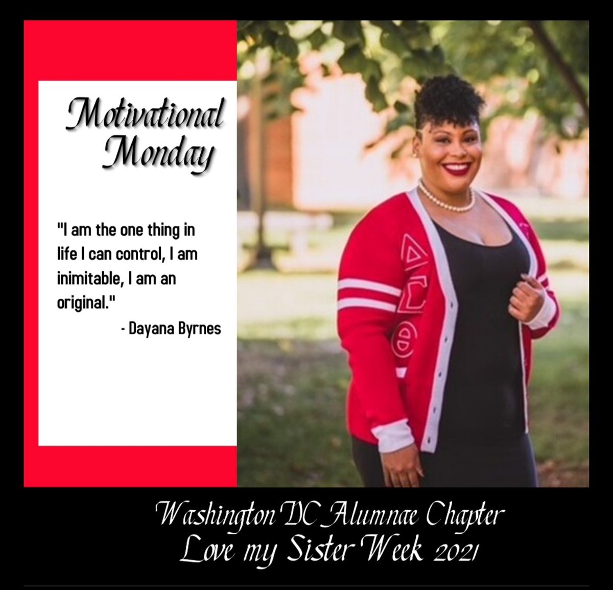 wdcacdst's tweet photo. It is Love my Sister Week's Motivational Monday! What's motivating you on this magnificent Monday? 

 #WDCAC #ERlovemysisterDST #JoyinourSisterhood https://t.co/Iq8L5pn8i1