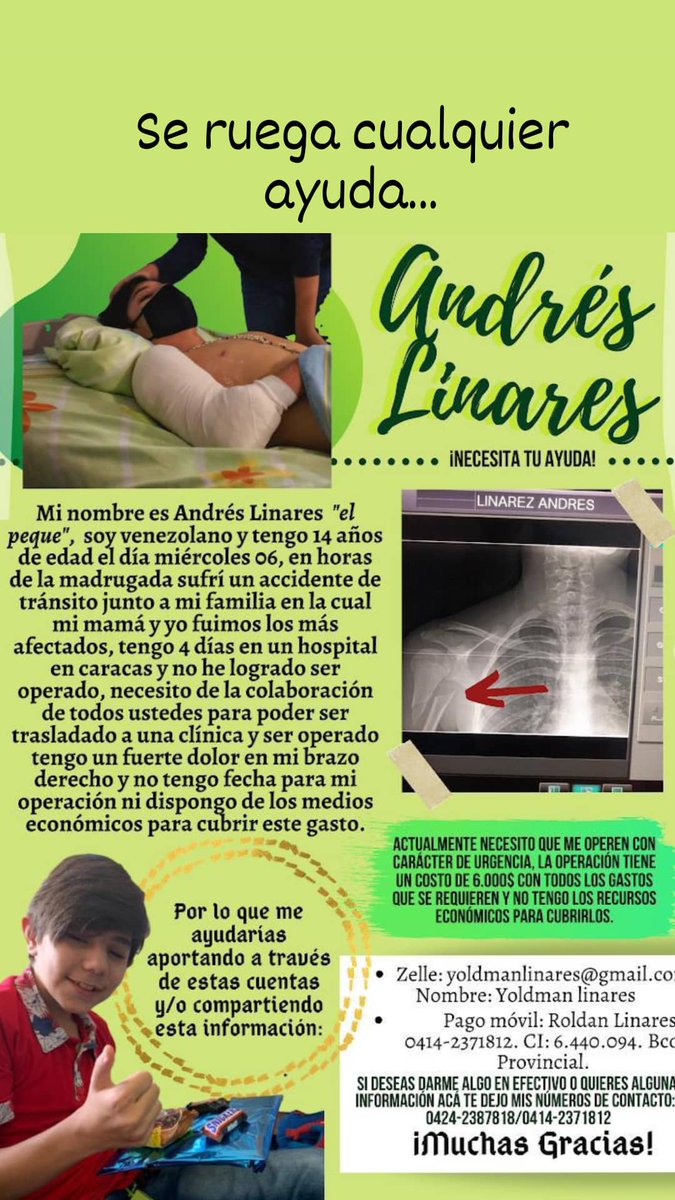 freddysotosan's tweet photo. Auxilio @MamaLisVzla xfavor rogamos tus buenas intenciones para colaborar con esta familia. Será q nos ayudas con un RT...el chamo no puede seguir esperando por la operación(lleva días esperando en el Pérez Carreño)...Todo lo q se consiga cuenta...Mil gracias de antemano https://t.co/1Blgz7S29p