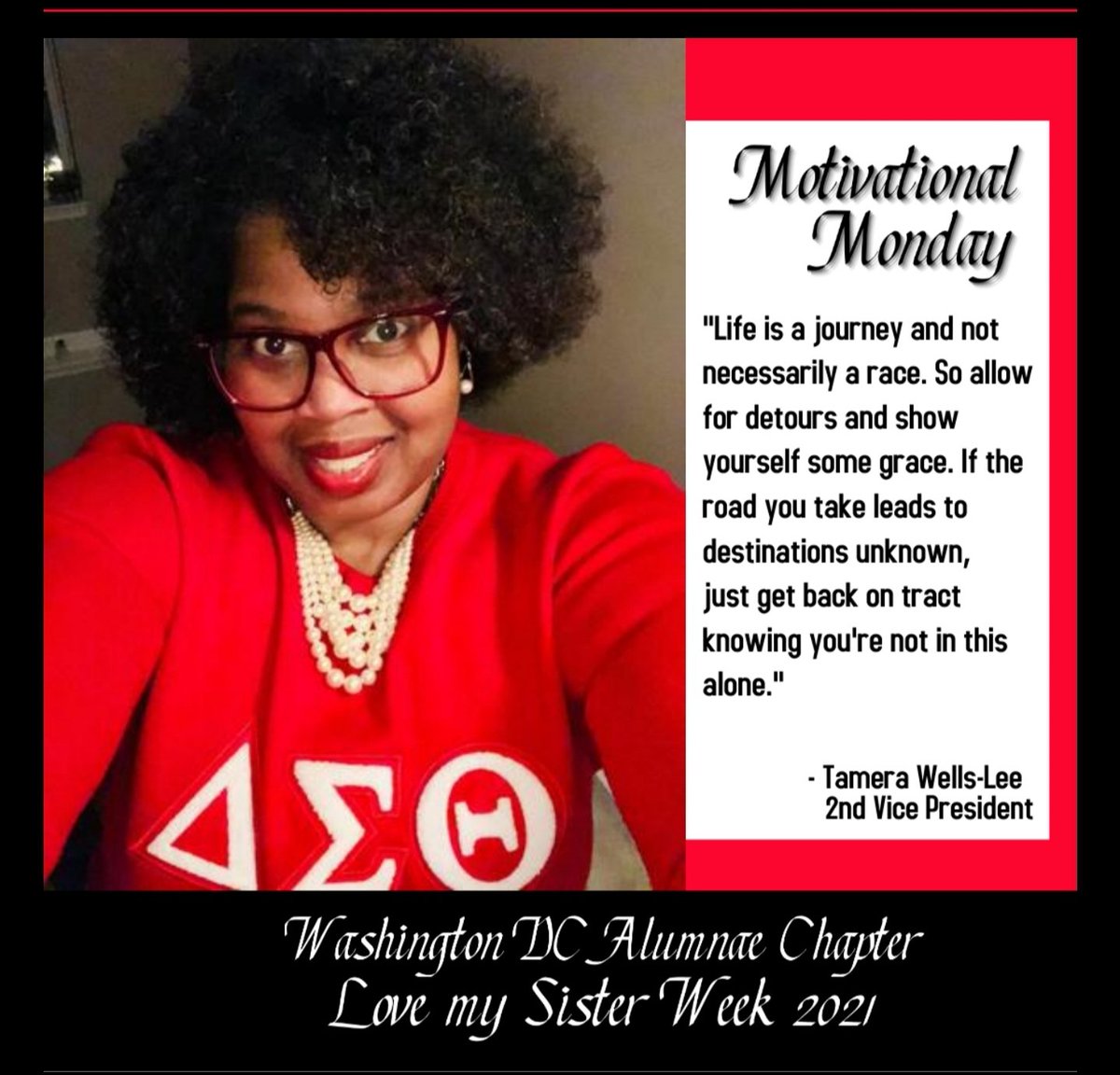 wdcacdst's tweet photo. It is Love my Sister Week's Motivational Monday! What's motivating you on this magnificent Monday? 

 #WDCAC #ERlovemysisterDST #JoyinourSisterhood https://t.co/pKTNZYIJ6C