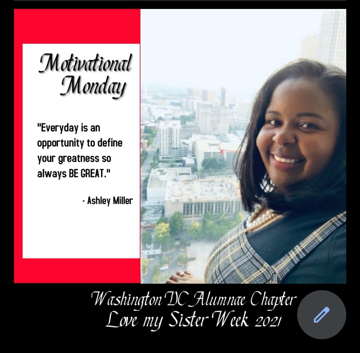 wdcacdst's tweet photo. It is Love my Sister Week's Motivational Monday! What's motivating you on this magnificent Monday? 

 #WDCAC #ERlovemysisterDST #JoyinourSisterhood https://t.co/pKTNZYIJ6C
