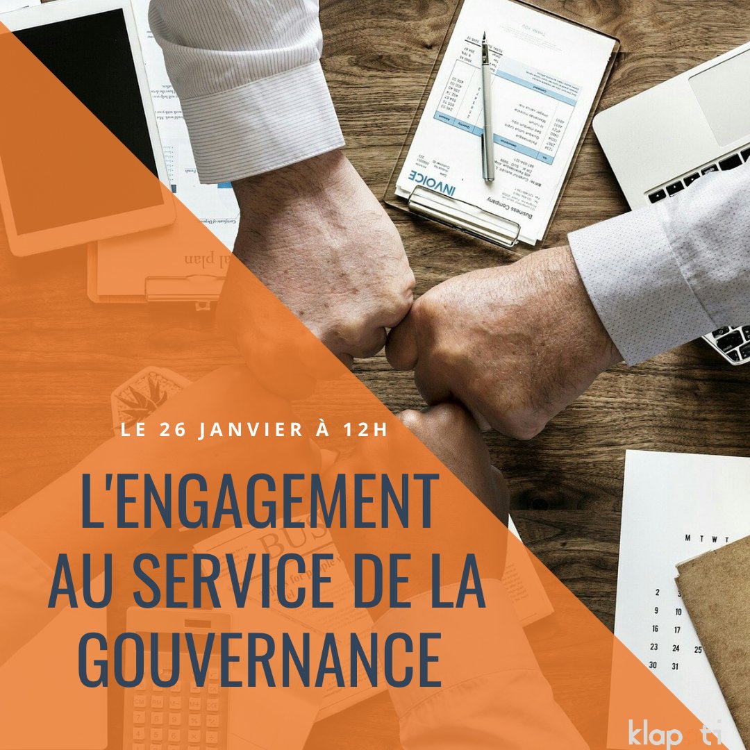 klapoti_France's tweet photo. 💻#Webinar

📅Le 26 janvier 2020
"L'engagement au service de la gouvernance " 

👨‍💼Cibles : 

🔹 Directeur de la Stratégie et/ou de la Transformation
🔹 Directeur des Ressources Humaines
🔹 Consultant en Stratégie et Transformation
🔹 Transition Manager

📎 https://t.co/yqK9xDoMB8 https://t.co/oag8fkfkPR