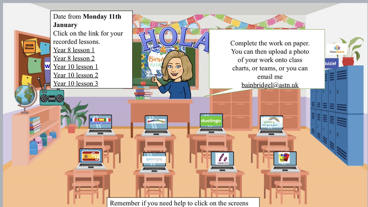 Well done to all Spanish students today who completed lesson 1 of their online lessons using Mrs Bainbridge’s virtual classroom and to all year 10 students who took part in their live lesson! ¡Buen trabajo!
