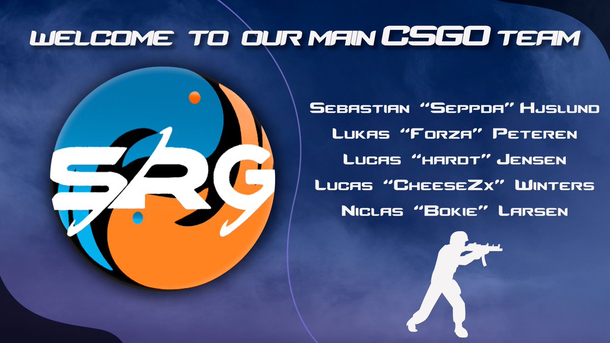 #CSGO 
We are happy to announce our CSGO Main team who will be playing in Dust2 Elgiganten liga Div.2 group A
First match will be 12/1 - and we cant wait! 

<a href="/SHajslund/">Solfrid Hovden Hajslund</a> - <a href="/F0rzaFCK/">F0rzaFCK</a> - @hardtcsgo - <a href="/CheeseZxCSGO/">CheeseZx</a>  - <a href="/BokieCSGO/">Niclas "Bokie" Larsen</a> 

#SRGWIN