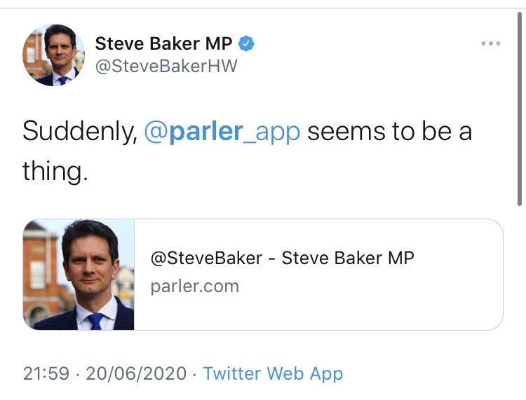 Parler follow list of  @SteveBakerHW. It’s a short list and it includes Rudy Giuliani,  @tedcruz,  @seanhannity..