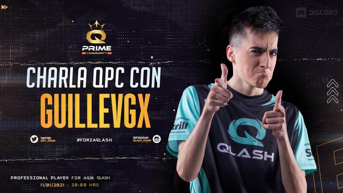 Hoy es lunes, y eso significa que ¡HOY TOCA CHARLA!🎉

Los Reyes Magos han llegado a la QPC Spain y nos han traído al 3 veces campeón de la ESL Masters SPAIN de BRAWL STARS <a href="/GuilleVGX/">GuilleVGX</a> 😱😱

¡A las 20:00h en el servidor de Discord! ¡Ve preparando tus preguntas!🔝