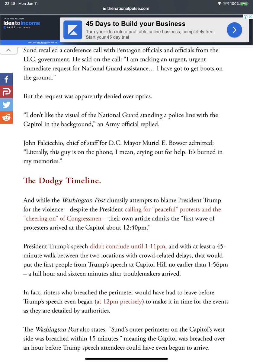 The article that discusses the timeline of the speech of Trump and why Trump is not to be blamed for the storming in the Capitol