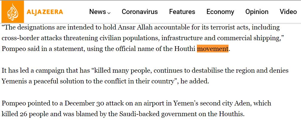 14)MSM carefully plays its role of whitewashing the crimes of the  #Iran-backed Houthi terrorists by labeling them as a “movement.” @nytimes @AJEnglish  @reuters @FRANCE24  #FakeNews