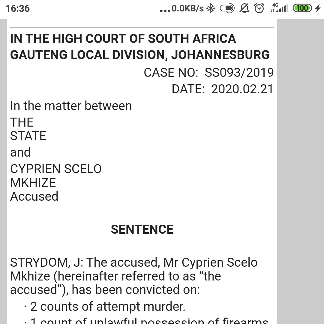 Similar Cases of Attempted Murder by black people have had more harsh sentence compared to Steyn's case. Scelo Mkhize was sentenced to 7 years imprisonment. Lawrence Ndziweni was sentenced to 10years imprisonment.