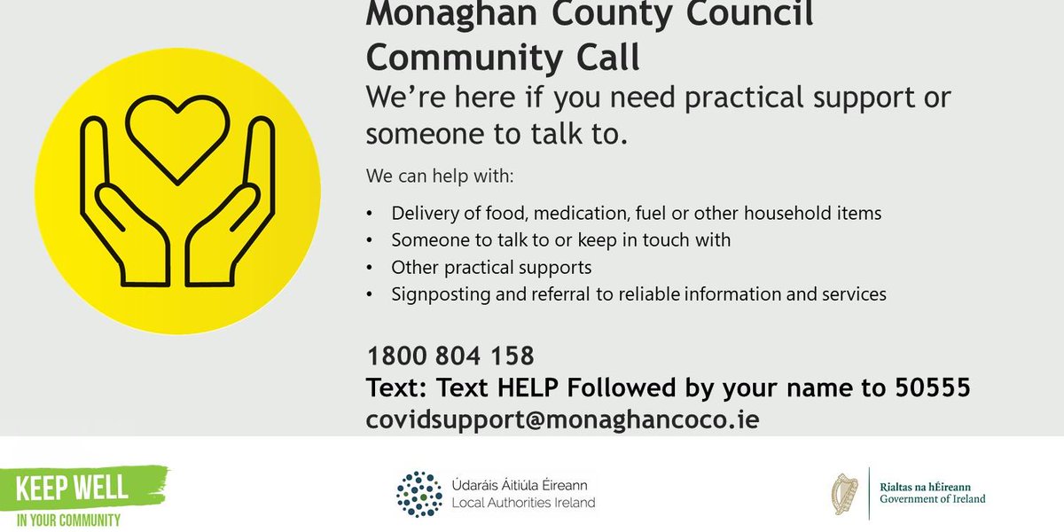 CavMonRecovery's tweet photo. @cavancoco and @MonaghanCoCo #communitycall helploine is available should you need any help or guidance with anything related to the #COVID19 #pandemic  See posters for details. #KeepWell #StayConnected https://t.co/LZLqZKVACk