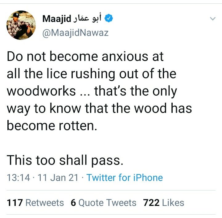 Mr Maajid Nawaz responds to the, err, mixed reception of the China conspiracy letter with a metaphor of lice coming out of the woodworks.Shall we try to decode it?* Critics are dehumanised as an infestation of parasites; * the whole structure is rotten (Ripe for Revolution?)