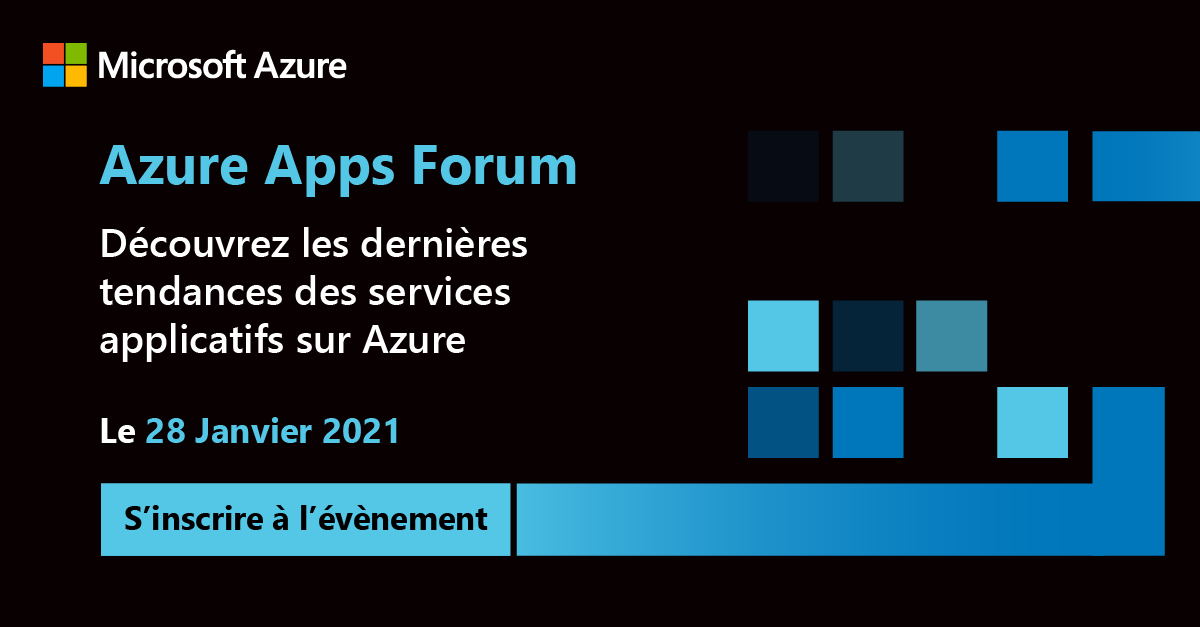 Azure_France's tweet photo. Créez l’application du futur avec #Azure ! ☁ Rdv le 28/01 avec les équipes de l'Azure Engineering Group pour une matinée unique de démos et d’échanges. Inscrivez-vous dès maintenant à l'#AzureAppsForum ! ⤵