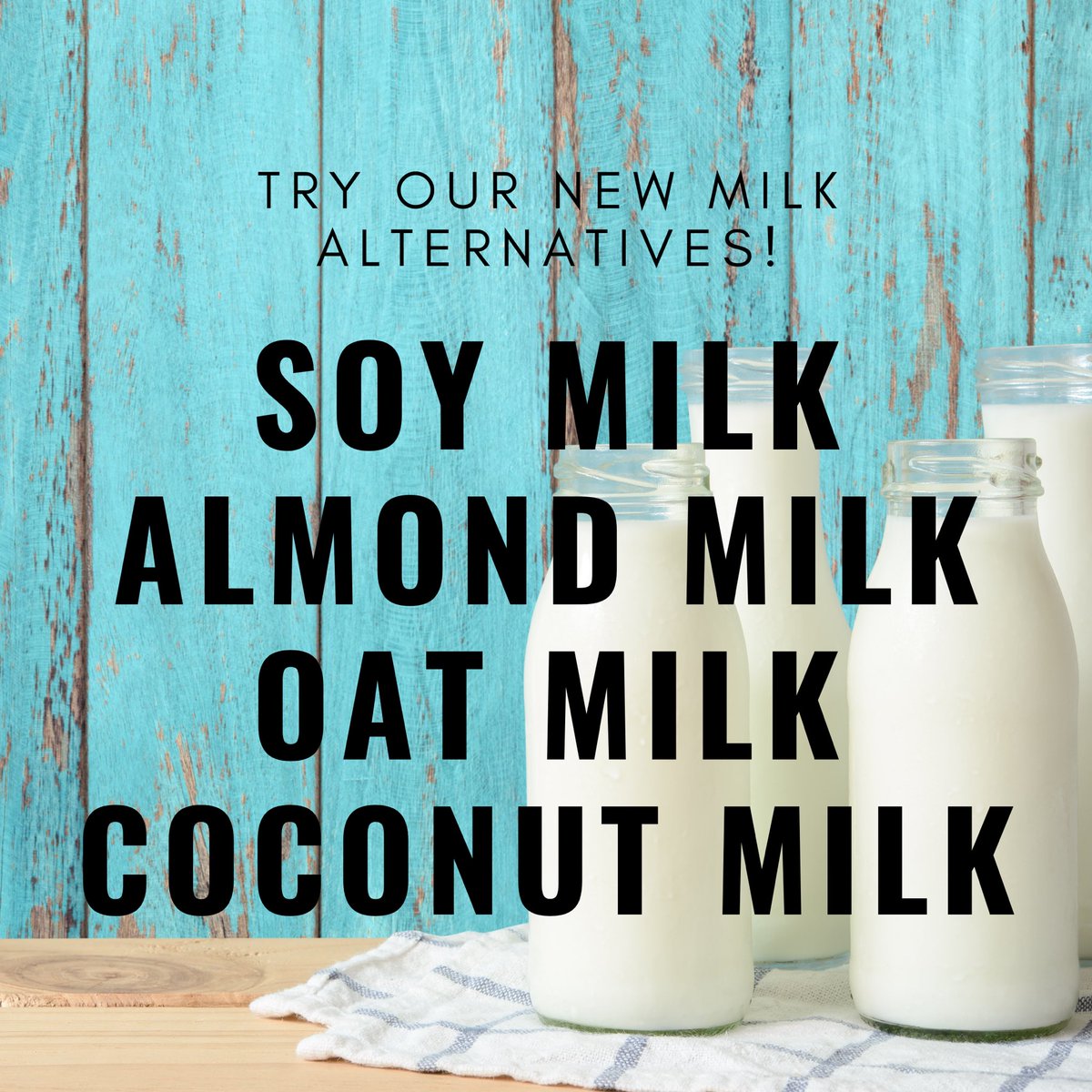 FifthStBagelry's tweet photo. Come in and try our new milk alternatives! https://t.co/8fIlu2qwz1