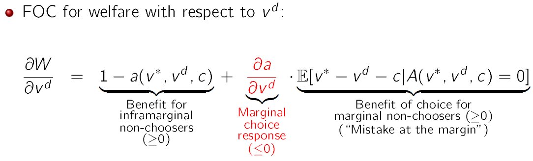 9/ Big assumption: People respond to defaults getting better by paying less attention! Consequence of typical models (inertia a la  @BenHandel 2013, rational inattention, costly search) but not obviously true. If not, no trade-off: Make defaults paternalistic to help people.