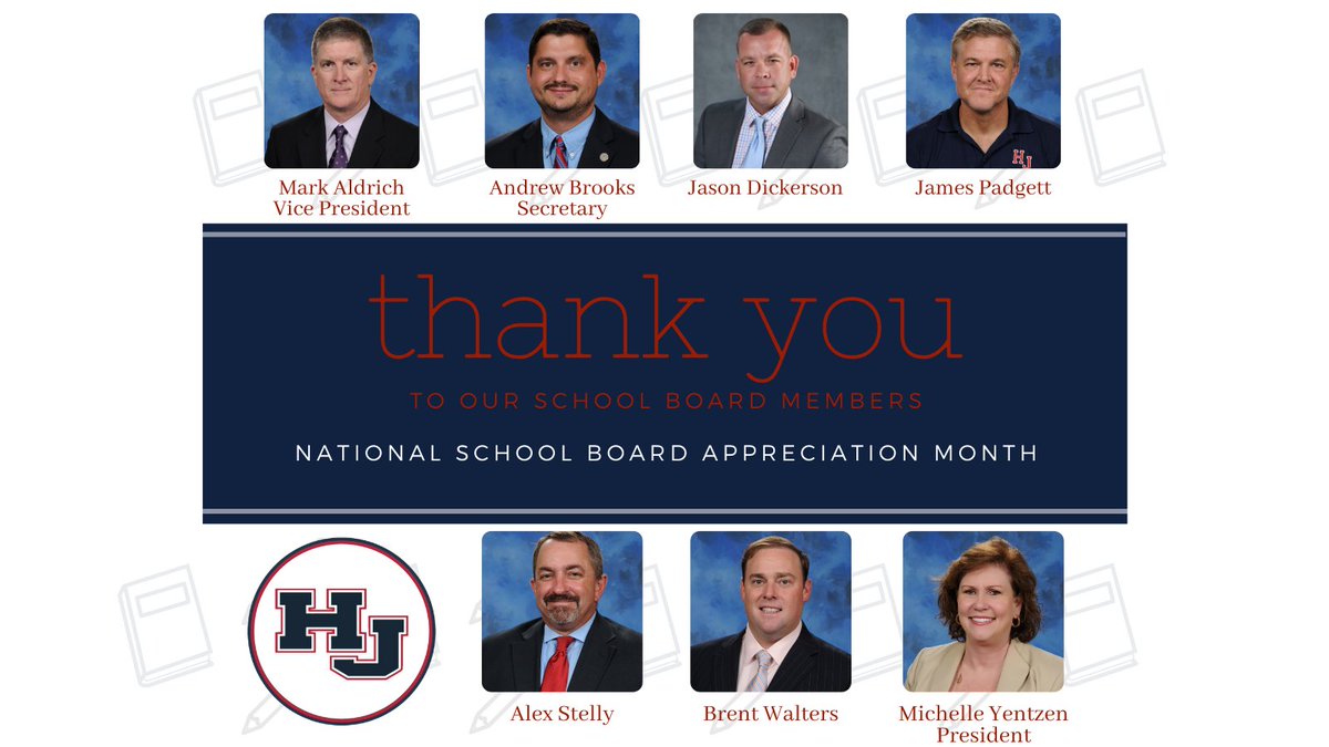 HJISD's tweet image. HJISD school board members are committed to public education
and the continuing success of 
our students and schools. Take time in January to thank them for being champions for our kids.
#SchoolBoardMonth