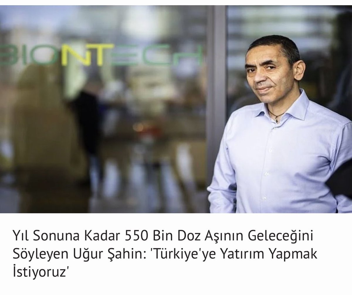 Geçen yıl sonu veya en geç Ocak başına kadar 550 bin doz Biontech aşısı ülkemize gelecekti, bu ne durumda merak ettim? Bu aşı %95 koruyucu, 65 yaş üstü de dahil. Bu bakımdan, en riskli gruplara öncelik tanıyarak hemen yapılmalı. Ayrıca, AstraZeneca aşısı da alınacaktı, o ne oldu?