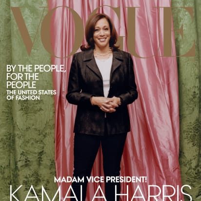 LaTriceCurrie3's tweet photo. Vice President Elect Harris grabbing the cover of Vogue with some of her favorite colors in the background.
#vogue
#aka1908
#piomega https://t.co/q1UY3U56un