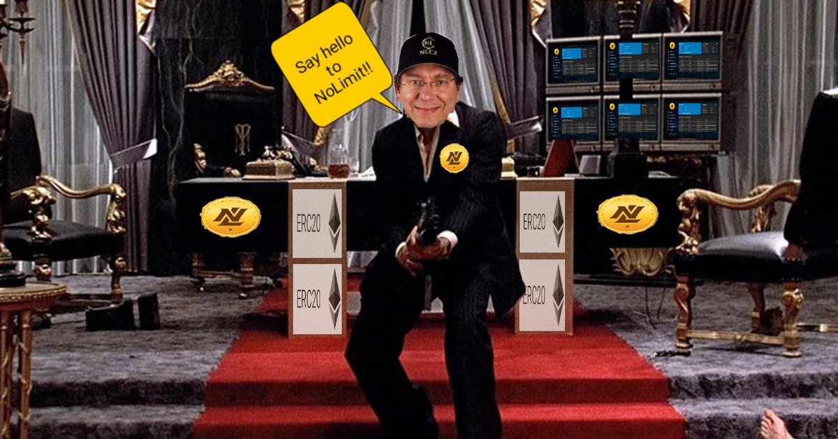NoLimitCoin's tweet photo. Say hello to my little friend!  Yes even with high fees our wrapped $NLC2 in $ERC20 will give us access to Uniswap and other exchanges and chain heavy processing will be done on $DOT. #Polkadot #memesdaily #cryptomemes #ERC20  #Ethereum #staretups #wallstreet #DraftKings https://t.co/4VZBF575po