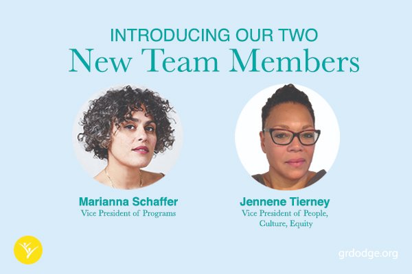 grdodge's tweet photo. We're excited to introduce Marianna Schaffer as our new VP of Programs and Jennene Tierney as our new VP of People, Culture, and Equity! Read more about our new team members https://t.co/Uxys7s6y57 + please join us in welcoming them!
#equitableNJ #imagineanewway #philanthropy https://t.co/hn4z20qdNP
