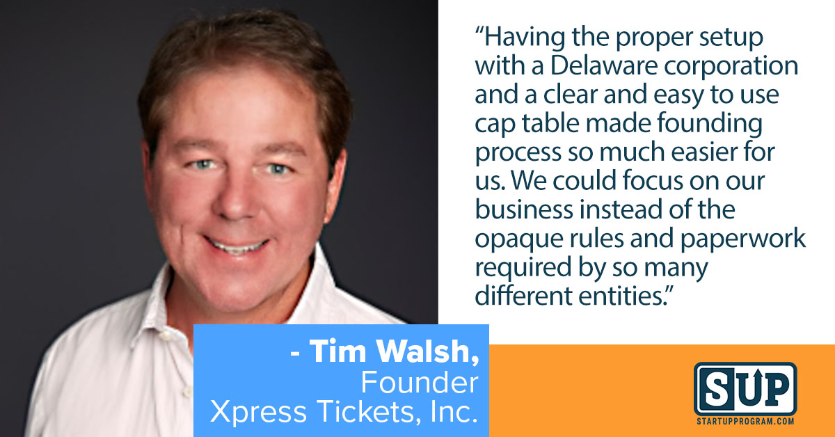 StartupProgram_'s tweet photo. "SUP [was] a solution for our startup’s legal &amp; financial structure...the proper setup with a Delaware corporation &amp; clear/easy to use #captable made the #founding process...easier." - Tim Walsh, Founder of Xpress Tickets, Inc. https://t.co/L1s15gjqO1

#delawarec #startupprogram https://t.co/0TNhYLEft7