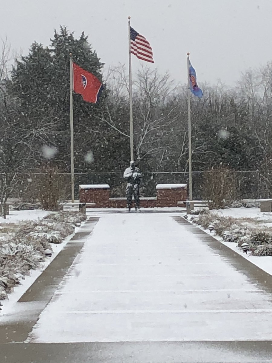 kfdac's tweet photo. Tennessee Firefighter Memorial in the snow. @TNCommerceInsur #TFACA #FFC https://t.co/HG7hgQOlaH