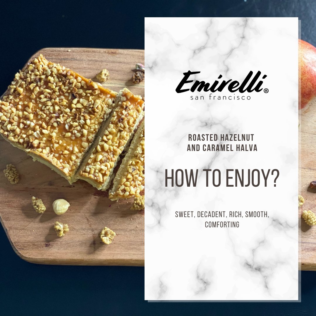 How do you enjoy Halva? Although there are no rules, We have some suggestions for you!

- Eat warm or cold
- Add assorted dried fruits or nuts (cashews are great!) 
- Pair with coffee or tea 
- Eat the whole thing by itself with a fork or spoon