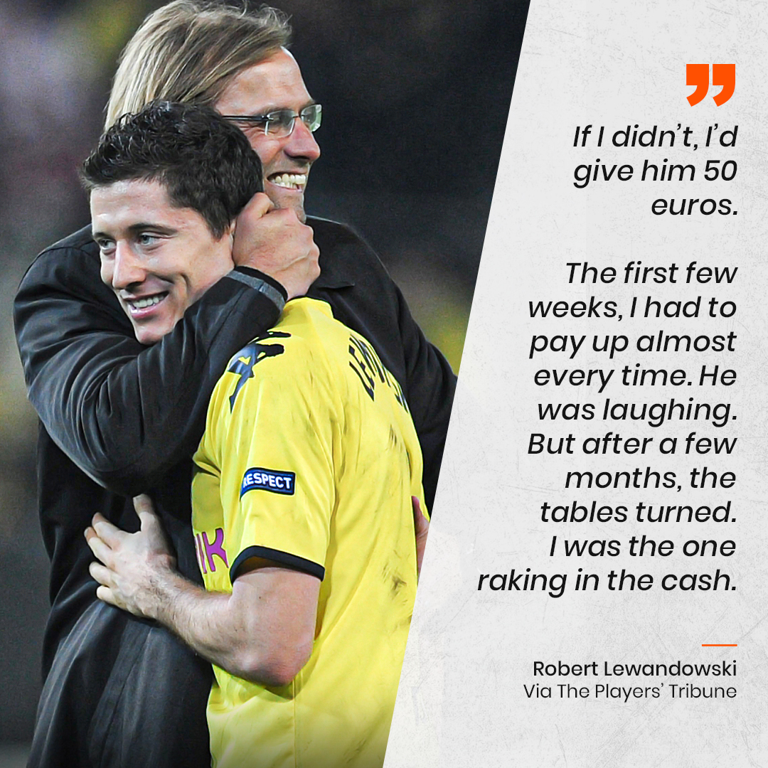 SI_FootballClub's tweet photo. Jürgen Klopp was more than a manager for Robert Lewandowski...

He helped pay his way to the top! 🙌😂 https://t.co/BUZFGMWIoI