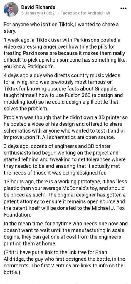 thingiverse.com/thing:4707051?…
#AutoPillBottle #Parkinsons #Help #3Dprint #ShareWorthy #MichaelJFoxFoundation @MichaelJFoxOrg