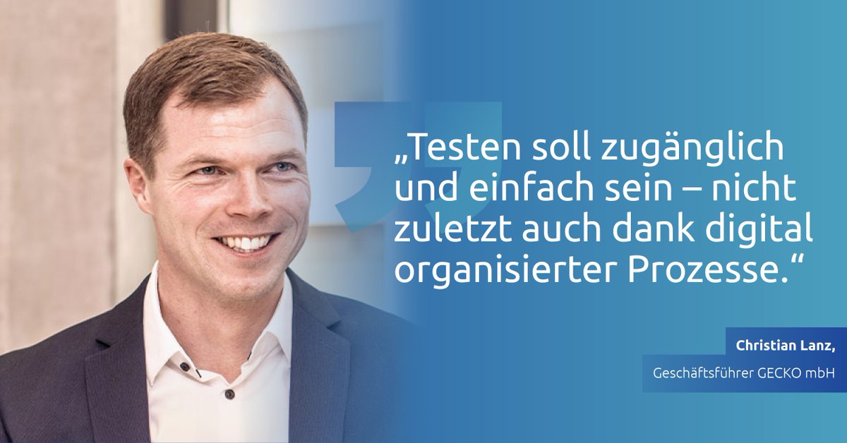 Als Geschäftsführer der <a href="/GECKO_mbH/">GECKO mbH</a> kennt sich #ChristianLanz mit digitalen Prozessen und ihrem Mehrwert für Testverfahren aus. Automatisch feststellbare Ergebnisse präventiver #Coronatests sind Teil einer erfolgreichen Strategie zur Senkung der Infektionszahlen.