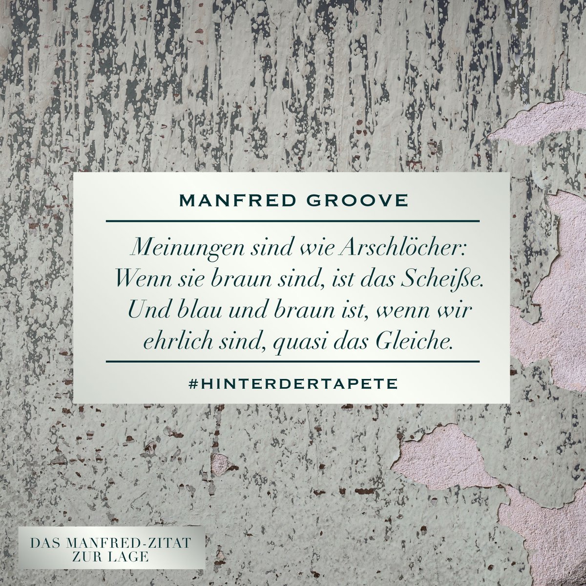 ManfredGroove's tweet photo. #MondayMotivation-Zitate ab sofort vom kommenden Album "Hinter der Tapete". Kommt am 29.01.

#noafd #NazisRaus https://t.co/vLddyKu7nL