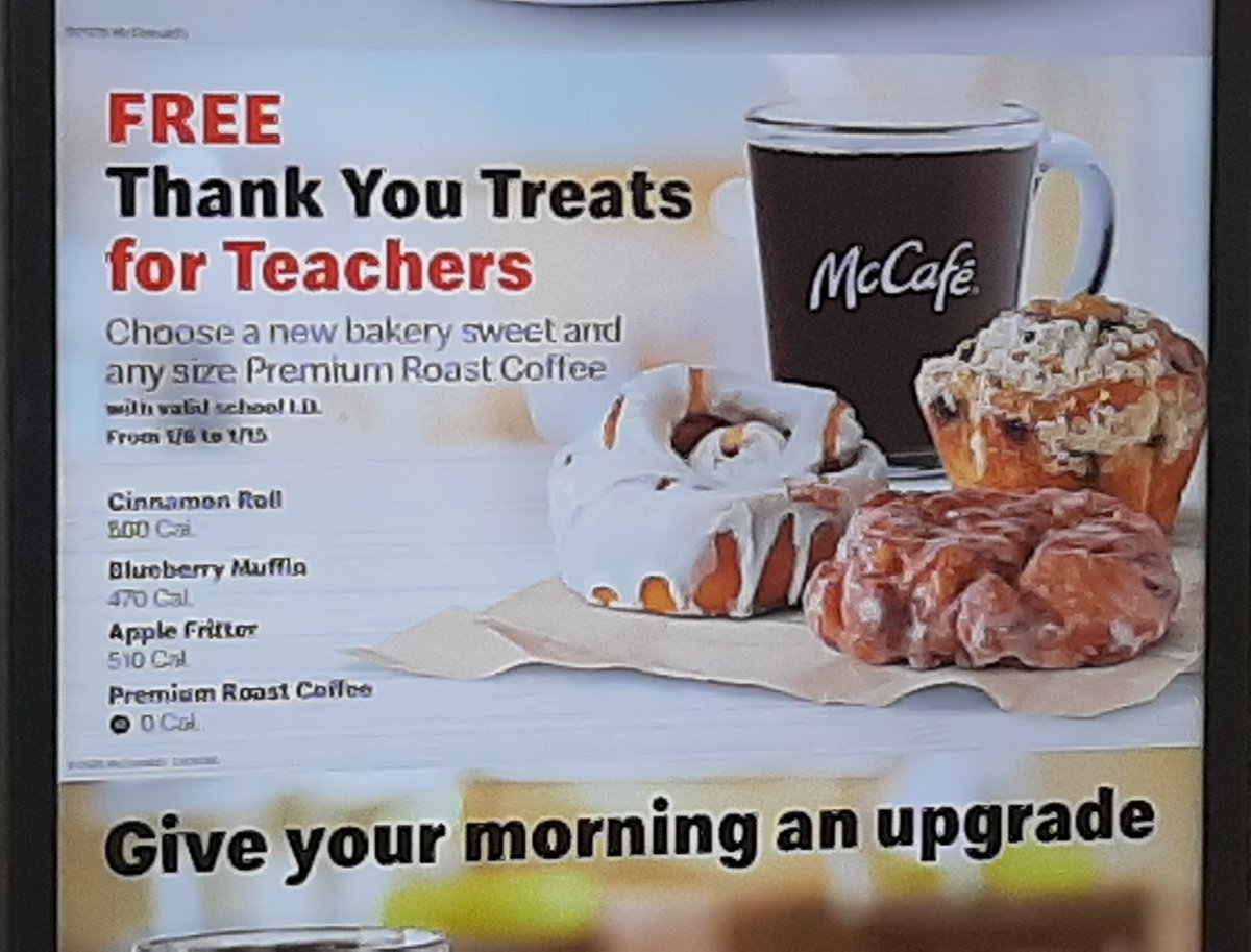 mmethunder's tweet photo. .@McDonalds thank you!  I really appreciate you giving teachers a pick me up this week! Thank you for honoring the work we do. https://t.co/98bWcxYLiD