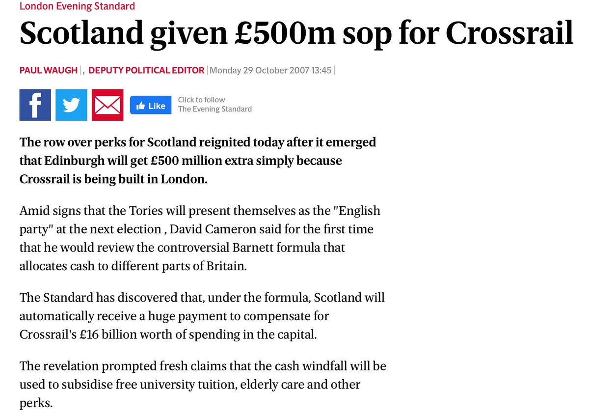 Scotland pays for London’s Crossrail project.MYTHWe receive additional funding via Barnett consequentials  https://whytepaper.wordpress.com/2015/09/1...