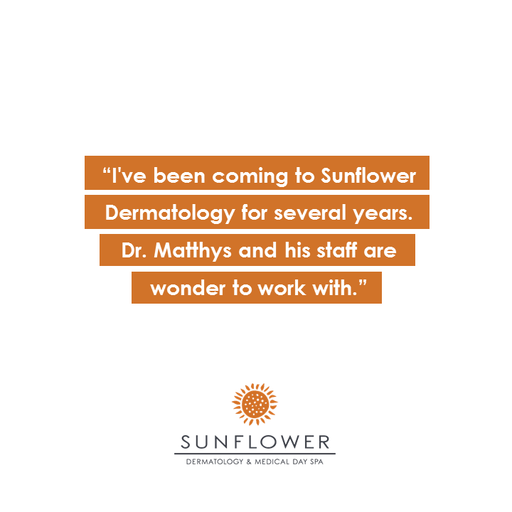 SunflowerDerm's tweet photo. We love seeing our patients' year after year and when they have experiences like these! Thank you for taking the time to write this review. 
#motivationalmonday #skincare #dermatology #dermatologist https://t.co/slBD1wYIjK