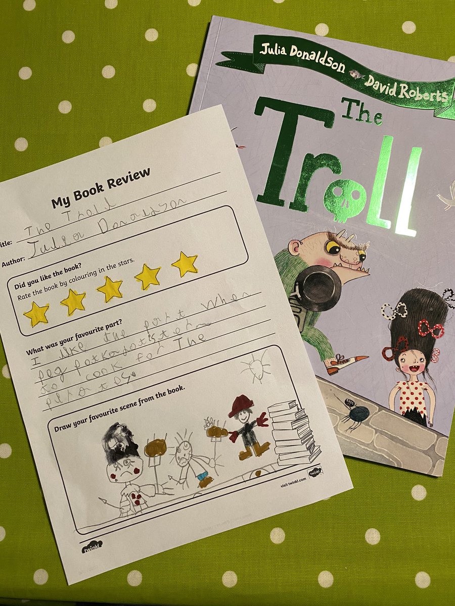Helzibel's tweet photo. The Troll by Julia Donaldson - a book review by Isobel (year 2) @GomersalReading https://t.co/ELYAc5jbpP