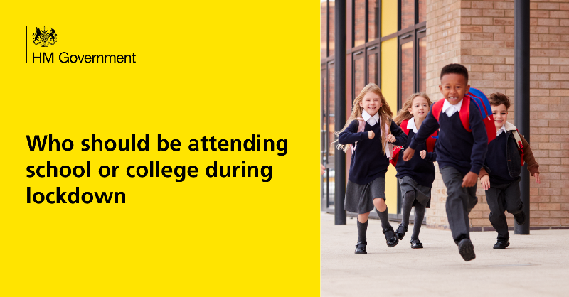 educationgovuk's tweet photo. Children with at least one parent or carer who is a critical worker can go to school or college if required, but parents should keep their children at home if they can.

Vulnerable children and young people should attend school or college.

More info: