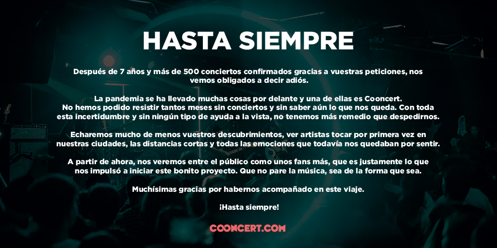 Cooncert's tweet image. Hasta siempre ❤️