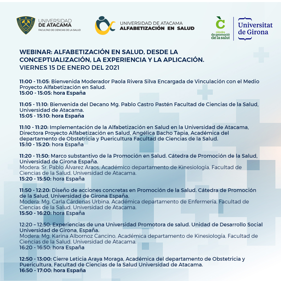 Este Viernes 15 Webinar " Alfabetización en Salud, desde la Conceptualización, la Experiencia y la Aplicación" <a href="/UdGInfermeria/">Facultat Infermeria</a> <a href="/UdGBiblioteca/">UdG Biblioteca, edicions i continguts</a>