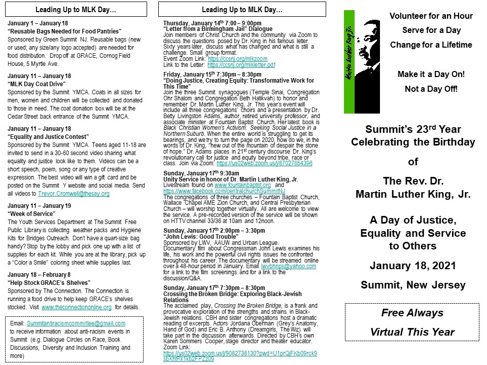 JLSummit's tweet photo. This year's MLK Day of Service is Monday, January 18th.  We are excited to include Summit's activities on MLK Day and the days prior and we encourage participation during these trying times!   #MLKdayofservice #supportlocalnonprofits #SummitNJ #community https://t.co/0tB7wrQ87Q