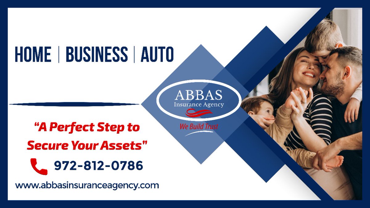 AbbasInsurance's tweet image. Saving you tons of money on your  FAMILY, HOME AND BUSINESS INSURANCE. We have you covered from all sides.  
Call Now 972-812-0786