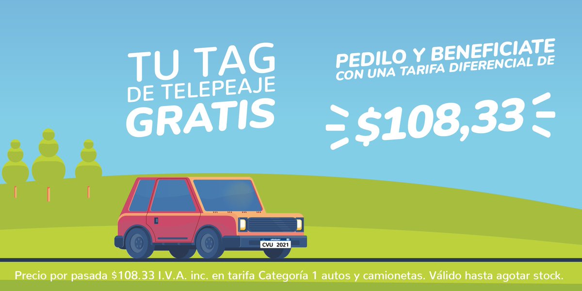 Con Telepeaje Movete Sin Barreras! Pedí tu TAG totalmente gratis y beneficiate con una tarifa diferencial de $108,33.