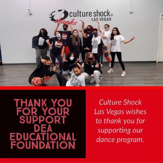DEAEdFoundation's tweet photo. And we thank you @Cultureshocklv! We look forward to partnering with you again in 2021 to positively impact youth in Nevada.
#deaefyouthdanceprogram #dance #youthoutreach #youthmentoring #prevention https://t.co/dp5pJnFdBZ