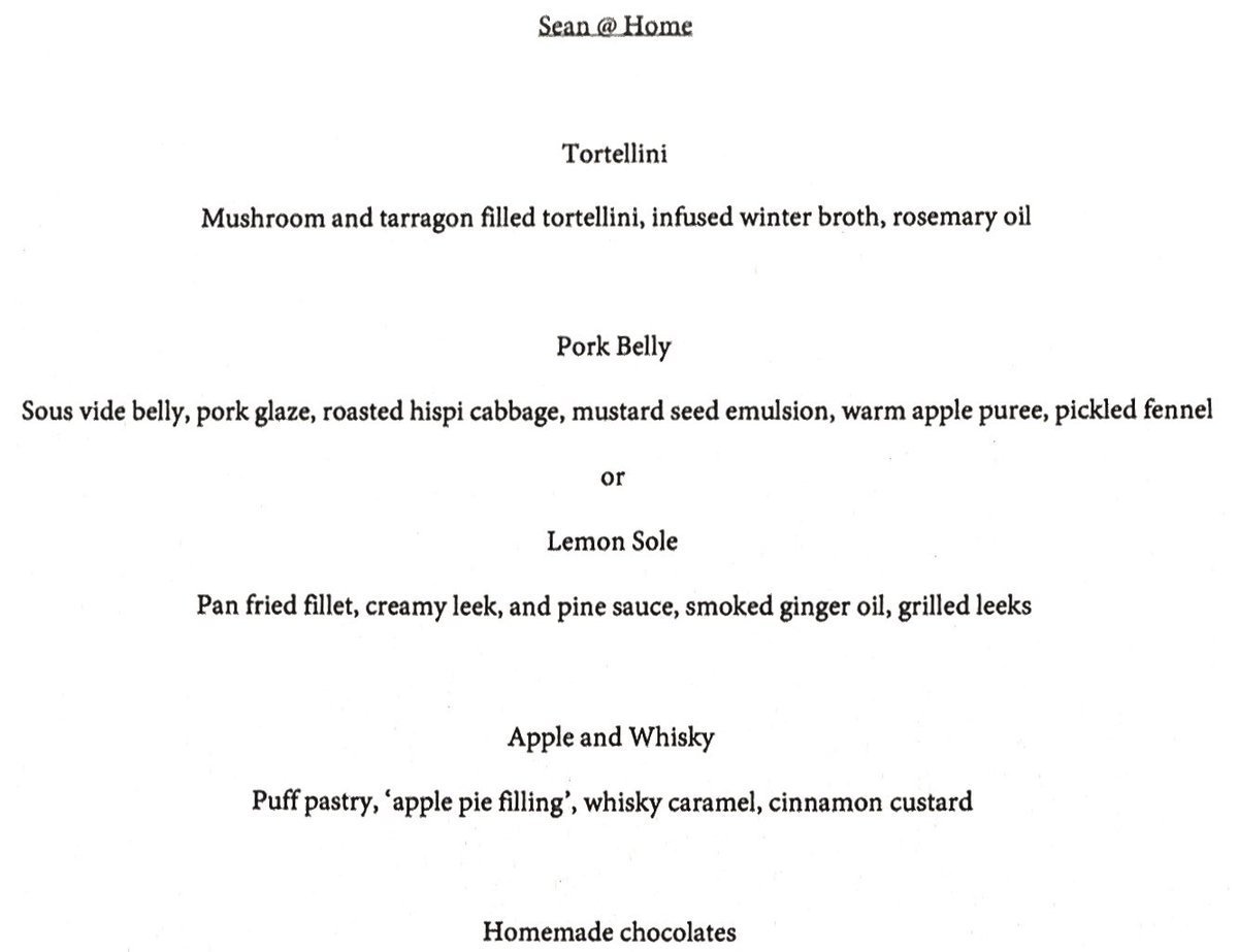 Sean_M_Hope's tweet photo. Sean @ Home release menu is now out. contact via the website to order! https://t.co/uuZa7oUzvu