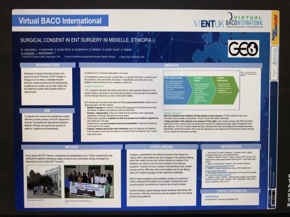 Global ENT Outreach (@entoutreach) on Twitter photo A qualitative study into the surgical consent process in Mekelle, Ethiopia- insightful great work by Manuela Cresswell & team @2020baco #globalhealth #consent #surgery <a href="/MekUniETH/">Mekelle University</a> <a href="/JoshWiedermann/">Josh Wiedermann, M.D.</a> <a href="/Danscholfield/">Daniel Scholfield</a> A qualitative study into the surgical consent process in Mekelle, Ethiopia- insightful great work by Manuela Cresswell & team @2020baco #globalhealth #consent #surgery <a href="/MekUniETH/">Mekelle University</a> <a href="/JoshWiedermann/">Josh Wiedermann, M.D.</a> <a href="/Danscholfield/">Daniel Scholfield</a>
